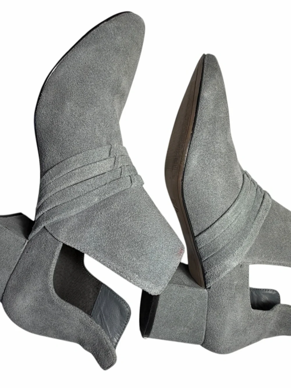 ABLE Gray Suede Cutout Ankle Boots - Women's 8